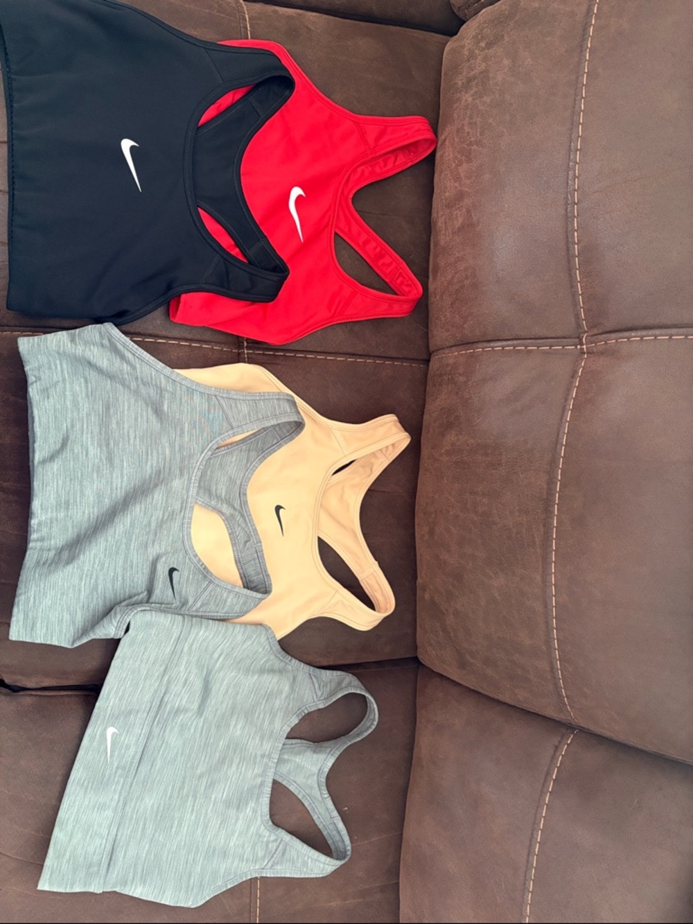 Nike Racerback Sports Bra Set - Black, Red, Gray, Beige